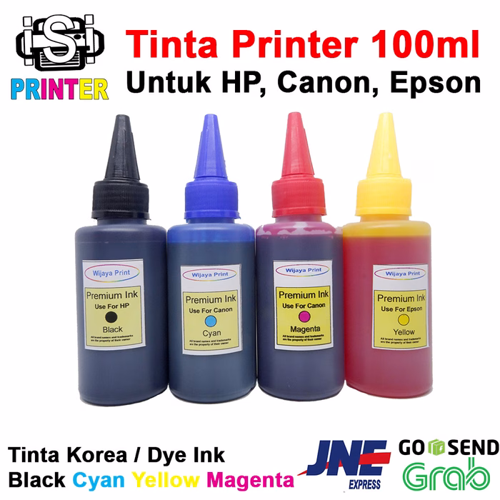 Tinta Printer - Botol Infus 100ML untuk HP, Canon, Epson Refill tinta botol 100ml